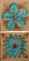 Fireplace tiles - 12 x12cms, bare stoneware with turquoise glass (click to enlarge)